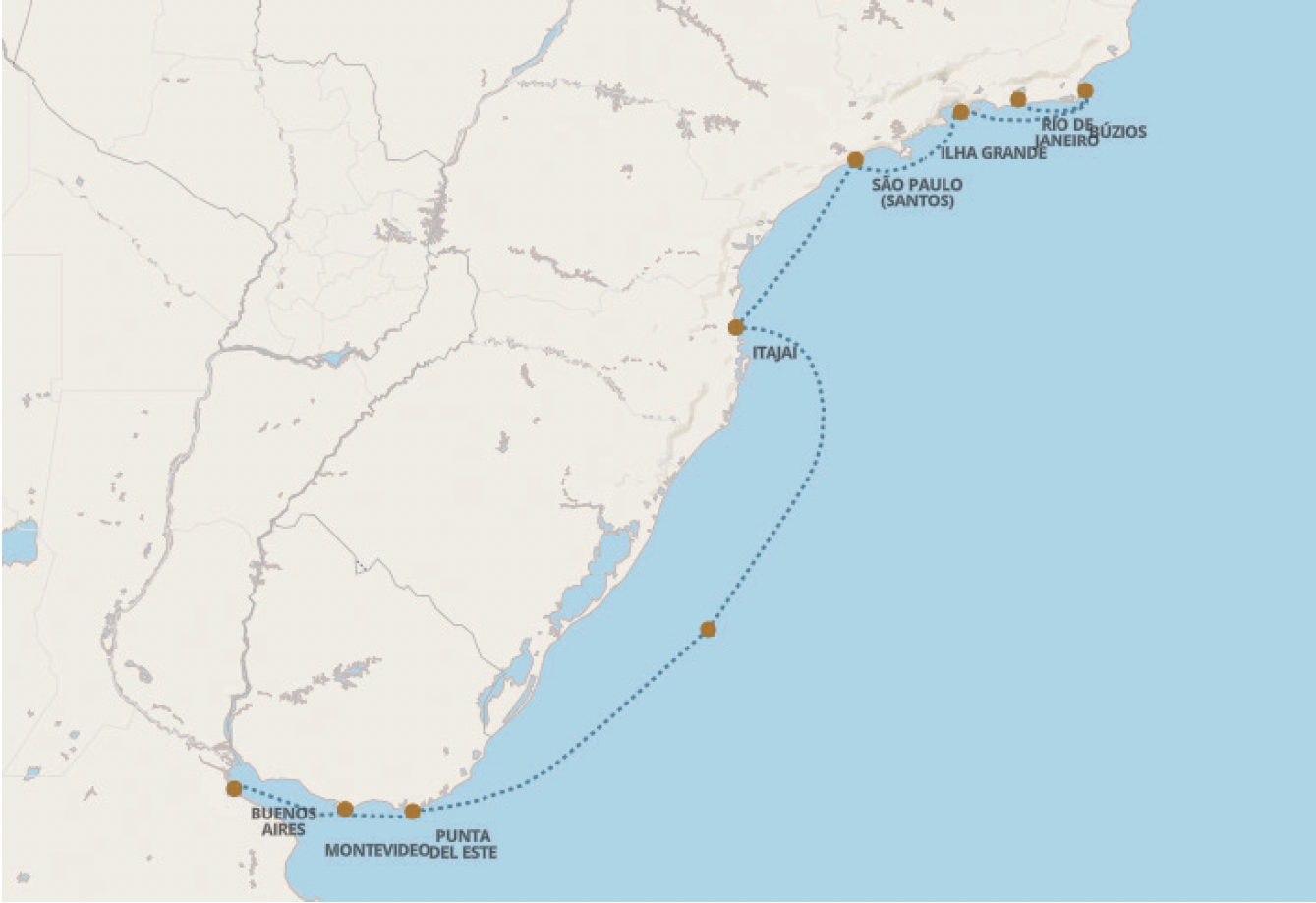 The spears travel and tours cruisemap buenos-aires-to-rio-de-jenerio